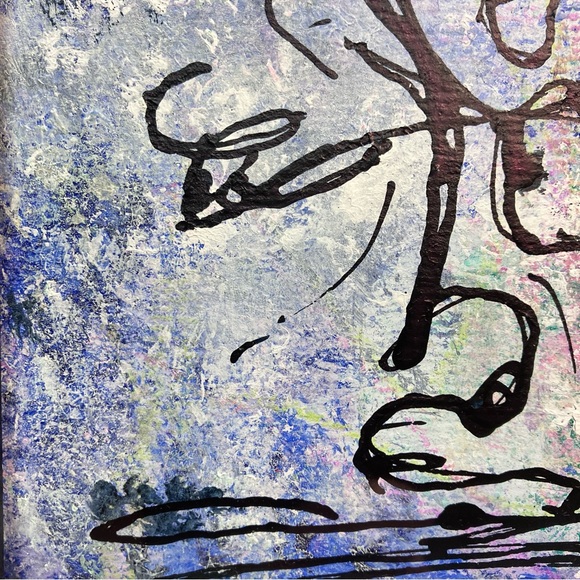 Original Abstract Framed Acrylic Floral Line Art Painting, 5x7" - Picture 4 of 14